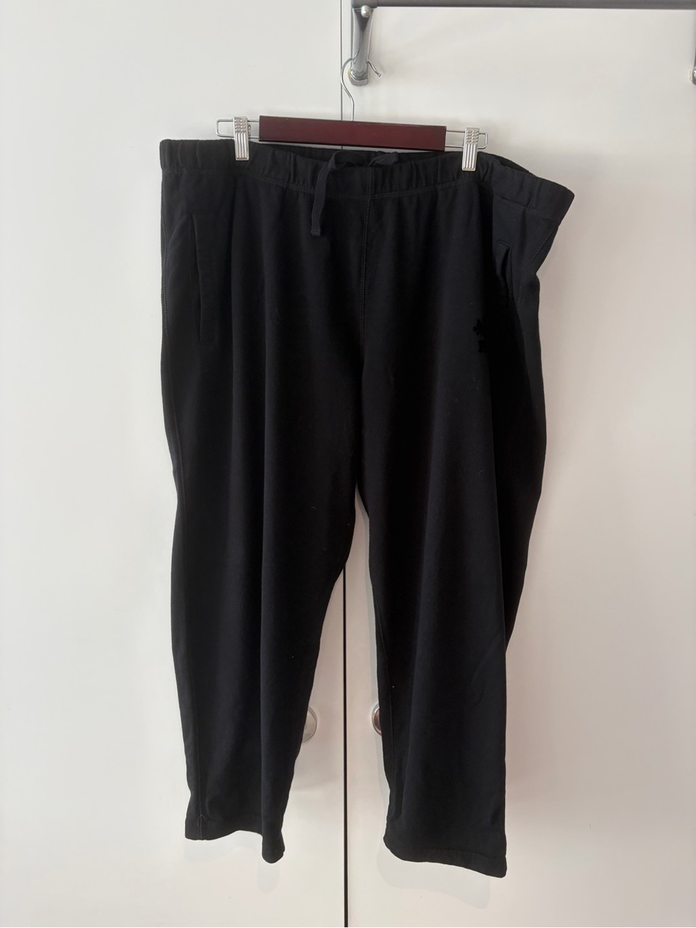 Roots Black Drawstring Jogger Pants - lightweight terry